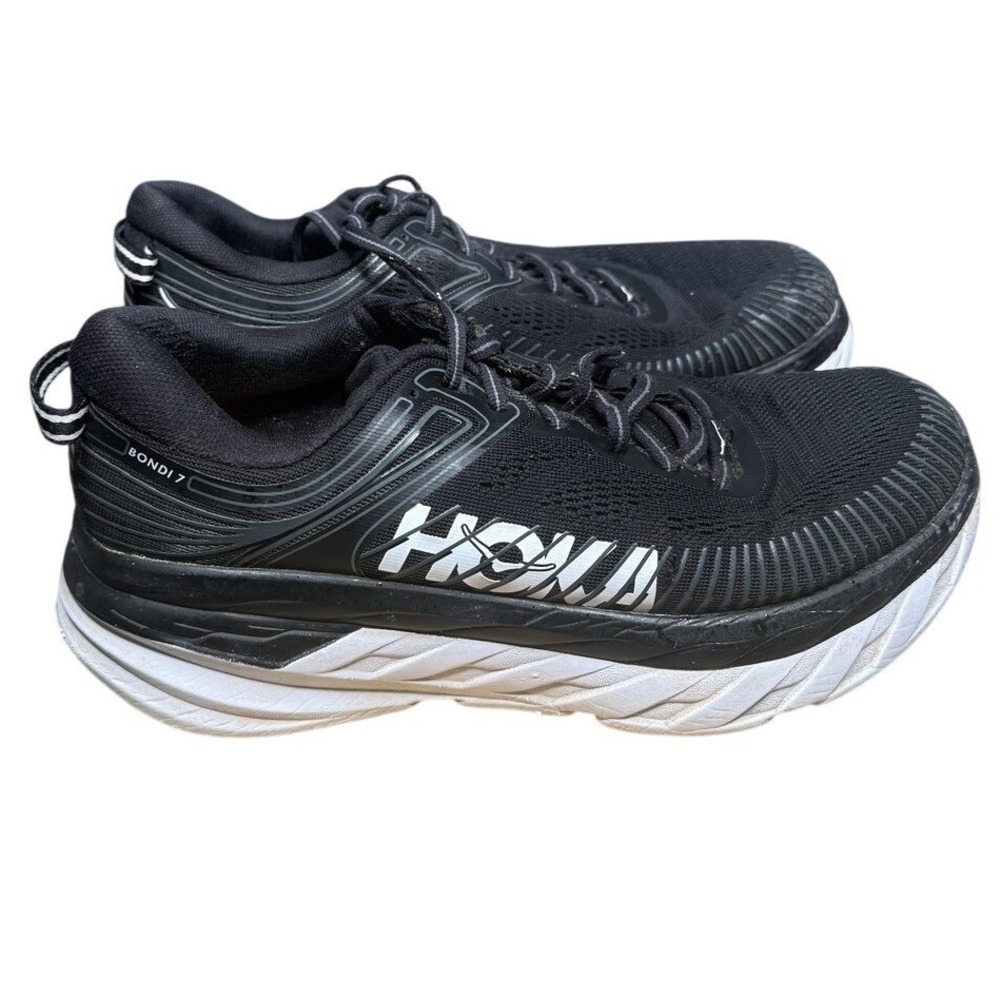 Hoka One One Bondi 7 Shoes Womens Size 8D Black Road Running Wide Sneakers